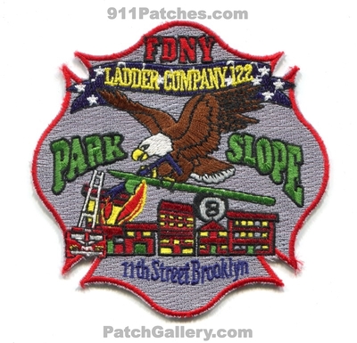 New York City Fire Department FDNY Ladder 122 Patch (New York)
Scan By: PatchGallery.com
Keywords: of dept. f.d.n.y. company co. station park slope 11th street brooklyn