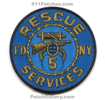 New York City Fire Department FDNY Rescue 5 Patch (New York)
Scan By: PatchGallery.com
Keywords: of dept. f.d.n.y. company co. station services