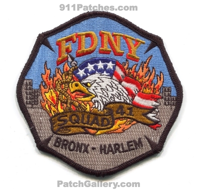 New York City Fire Department FDNY Squad 41 Patch (New York)
Scan By: PatchGallery.com
Keywords: of dept. f.d.n.y. company co. station bronx harlem