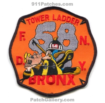 New York City Fire Department FDNY Tower Ladder 58 Patch (New York)
Scan By: PatchGallery.com
Keywords: of dept. f.d.n.y. company co. station bronx