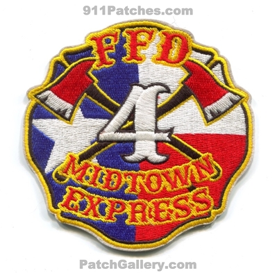 Frisco Fire Department Station 4 Patch (Texas)
Scan By: PatchGallery.com
Keywords: ffd f.f.d. dept. midtown express