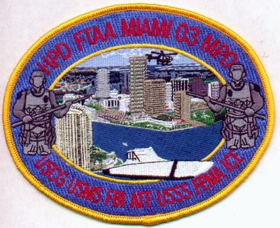 Free Trade Area of Americans
Thanks to EmblemAndPatchSales.com for this scan.
Keywords: florida police sheriff hpd ftaa miami 2003 mpd uscg usms fbi atf usss fema ice