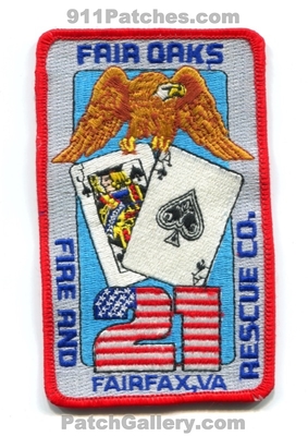 Fair Oaks Fire Rescue Department Company 21 Fairfax County Patch (Virginia)
Scan By: PatchGallery.com
Keywords: and dept. co. station