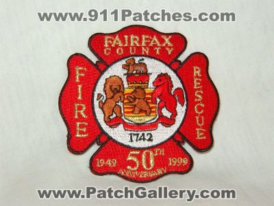 Fairfax County Fire Rescue 50th Anniversary (Virginia)
Thanks to Walts Patches for this picture.
