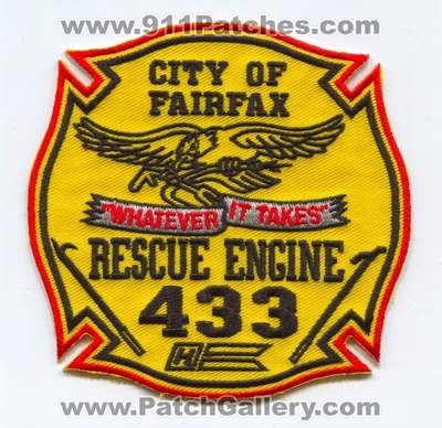Fairfax Fire Department Rescue Engine 433 Patch (Virginia)
Scan By: PatchGallery.com
Keywords: city of dept. company co. station whatever it takes
