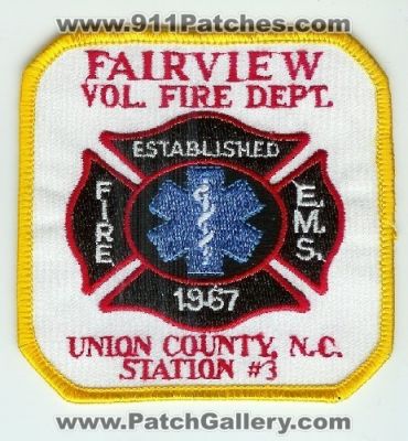 Fairview Volunteer Fire Department Station 1 (North Carolina)
Thanks to Mark C Barilovich for this scan.
Keywords: vol. dept. #1 e.m.s. ems union county n.c.