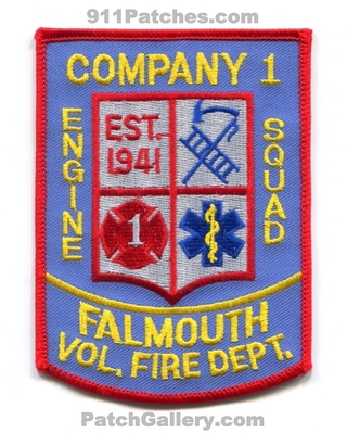 Falmouth Volunteer Fire Department Company 1 Patch (Virginia)
Scan By: PatchGallery.com
Keywords: vol. dept. co. number no. #1 station engine squad est. 1941