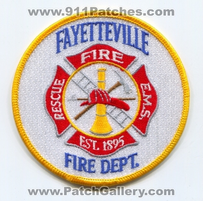 Fayetteville Fire Department Patch (UNKNOWN STATE)
Scan By: PatchGallery.com
Keywords: dept. rescue ems e.m.s. est. 1895