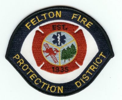 Felton Fire Protection District
Thanks to PaulsFirePatches.com for this scan.
Keywords: california