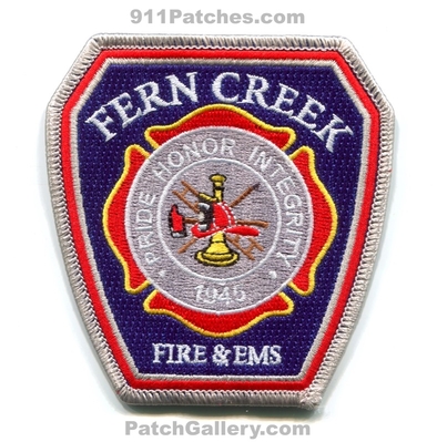 Fern Creek Fire and EMS Department Patch (Kentucky)
Scan By: PatchGallery.com
[b]Patch Made By: 911Patches.com[/b]
Keywords: & dept. pride honor integrity 1945