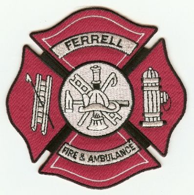 Ferrell Fire & Ambulance
Thanks to PaulsFirePatches.com for this scan.
Keywords: new jersey