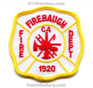 Firebaugh Fire Department Patch (California)
Scan By: PatchGallery.com
Keywords: dept. 1920