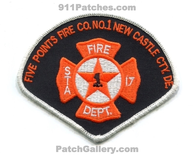 Five Points Fire Company Number 1 Station 17 New Castle City Patch (Delaware)
Scan By: PatchGallery.com
Keywords: 5 co. no. #1 department dept. sta. cty