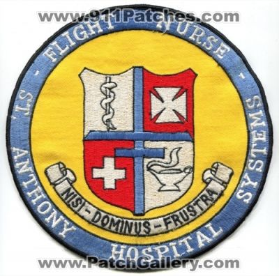 Flight For Life Saint Anthony Hospital System Flight Nurse Patch (Colorado) (Jacket Back Size)
[b]Scan From: Our Collection[/b]
Keywords: ems st. air medical helicopter nisi dominus frustra