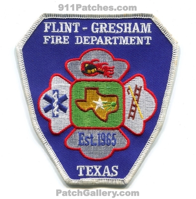 Flint Gresham Fire Department Patch (Texas)
Scan By: PatchGallery.com
Keywords: dept. est. 1965