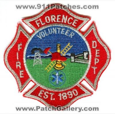 Florence Volunteer Fire Department Patch (Colorado)
[b]Scan From: Our Collection[/b]
Keywords: dept.
