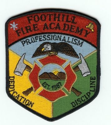Foothill Fire Academy
Thanks to PaulsFirePatches.com for this scan.
Keywords: california