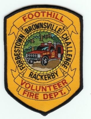 Foothill Volunteer Fire Dept
Thanks to PaulsFirePatches.com for this scan.
Keywords: california department forbestown brownsville challenge rackerby