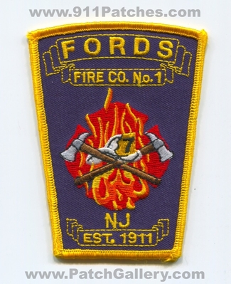 Fords Fire Company Number 1 Patch (New Jersey)
Scan By: PatchGallery.com
Keywords: co. no. #1 nj est. 1911 7 department dept.