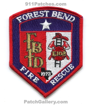 Forest Bend Fire Rescue Department Patch (Texas)
Scan By: PatchGallery.com
Keywords: dept. e102 19732