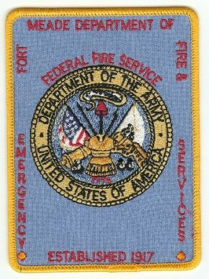 Fort Meade Fire
Thanks to PaulsFirePatches.com for this scan.
Keywords: maryland department of the army emergency services us federal service