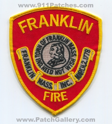 Franklin Fire Department Patch (Massachusetts)
Scan By: PatchGallery.com
Keywords: town of dept. mass. inc. march 2 1778 ind. need not wish