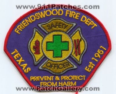 Friendswood Fire Department Safety Officer Patch (Texas)
Scan By: PatchGallery.com
Keywords: dept.