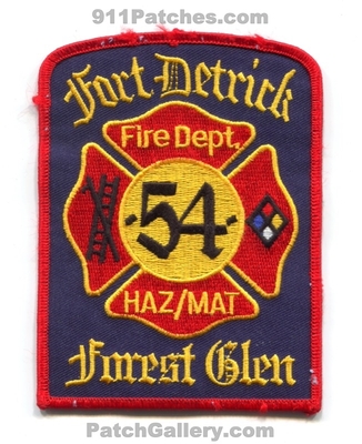 Fort Detrick Forest Glen Fire Department Station 54 US Army Patch (Maryland)
Scan By: PatchGallery.com
Keywords: ft. dept. hazmat haz-mat