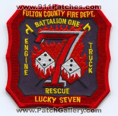 Fulton County Fire Department Company 7 Patch (Georgia)
Scan By: PatchGallery.com
Keywords: co. dept. station engine truck rescue battalion one 1 lucky seven
