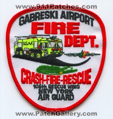 Gabreski Airport Fire Department Crash Fire Rescue CFR Patch (New York)
Scan By: PatchGallery.com
Keywords: dept. cfr arff aircraft firefighter firefighting 106th rescue wing usaf military air guard