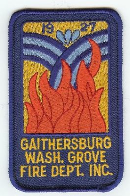 Gaithersburg Wash Grove Fire Dept Inc
Thanks to PaulsFirePatches.com for this scan.
Keywords: maryland fire department washington