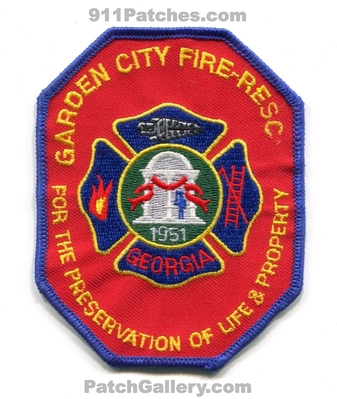 Garden City Fire Rescue Department Patch (Georgia) (Error)
Scan By: PatchGallery.com
"ue" missing in Rescue
Keywords: dept. for the preservation of life & property 1951