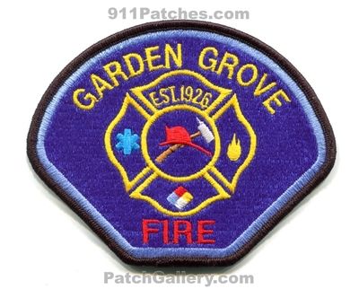 Garden Grove Fire Department Patch (California)
Scan By: PatchGallery.com
Keywords: dept. est 1926