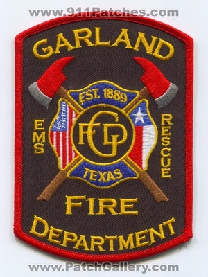 Garland Fire Department Patch (Texas)
Scan By: PatchGallery.com
Keywords: dept. rescue ems st. 1889