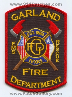 Garland Fire Department Patch (Texas)
Scan By: PatchGallery.com
Keywords: dept. rescue ems st. 1889