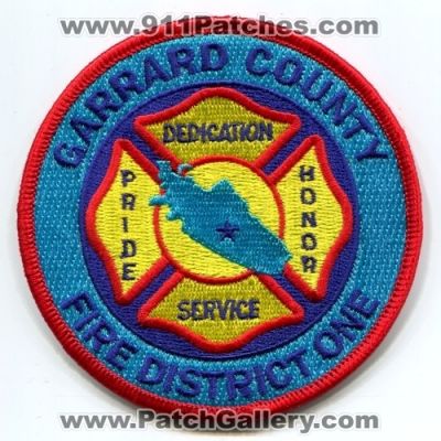 Garrard County Fire District One Patch (Kentucky)
[b]Scan From: Our Collection[/b]
[b]Patch Made By: 911Patches.com[/b]
Keywords: co. dist. 1 department dept. dedication service pride honor