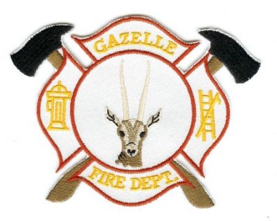 Gazelle Fire Dept
Thanks to PaulsFirePatches.com for this scan.
Keywords: california department