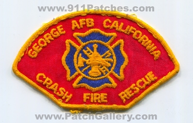 George Air Force Base AFB Crash Fire Rescue CFR Department USAF Military Patch (California)
Scan By: PatchGallery.com
Keywords: a.f.b. c.f.r. dept. arff a.r.f.f. aircraft airport firefighter firefighting u.s.a.f.