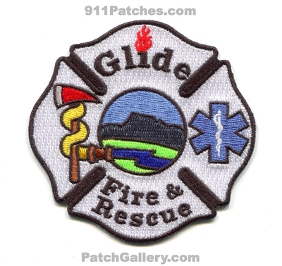 Glide Rural Fire and Rescue Department Patch (Oregon)
Scan By: PatchGallery.com
[b]Patch Made By: 911Patches.com[/b]
Keywords: & dept.