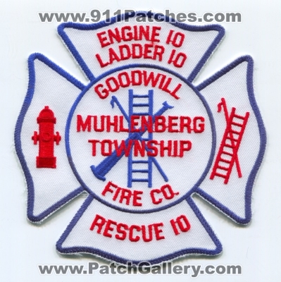 Goodwill Fire Company Engine 10 Ladder 10 Rescue 10 Patch (Pennsylvania)
Scan By: PatchGallery.com
Keywords: co. station department dept. muhlenberg township twp.