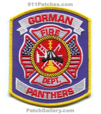 Gorman Panther Fire Department Patch (Texas)
Scan By: PatchGallery.com
Keywords: dept.