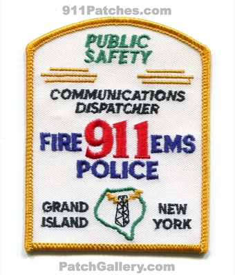 Grand Island 911 Communications Dispatcher Patch (New York)
Scan By: PatchGallery.com
Keywords: public safety department dept. of dps fire ems police