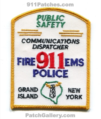 Grand Island 911 Communications Dispatcher Patch (New York)
Scan By: PatchGallery.com
Keywords: public safety department dept. of dps fire ems police