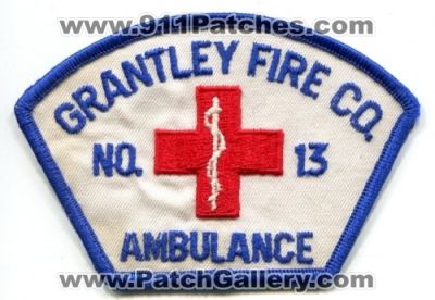 Grantley Fire Company Number 13 Ambulance (Pennsylvania)
Scan By: PatchGallery.com
Keywords: co. no. #13 ems