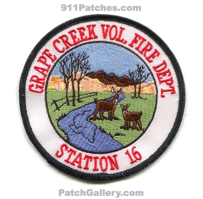 Grape Creek Volunteer Fire Department Station 16 Patch (North Carolina)
Scan By: PatchGallery.com
Keywords: vol. dept.