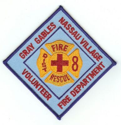 Gray Gables Nassau Village Volunteer Fire Department
Thanks to PaulsFirePatches.com for this scan.
Keywords: florida rescue district 8