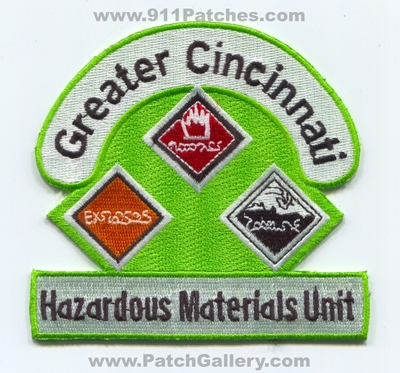 Greater Cincinnati Hazardous Materials Unit Fire Department Patch (Ohio)
Scan By: PatchGallery.com
Keywords: hazmat haz-mat dept.
