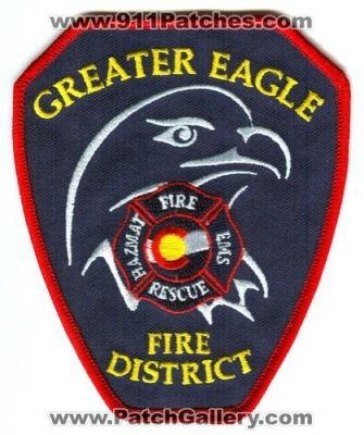 Greater Eagle Fire Protection District Patch (Colorado)
[b]Scan From: Our Collection[/b]
Keywords: prot. dist. department dept. ems rescue hazmat haz-mat