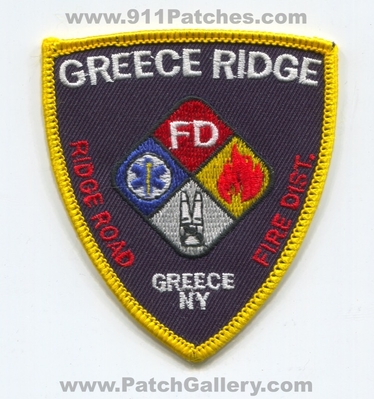 Greece Ridge Road Fire District Patch (New York)
Scan By: PatchGallery.com
Keywords: dist. department dept. fd