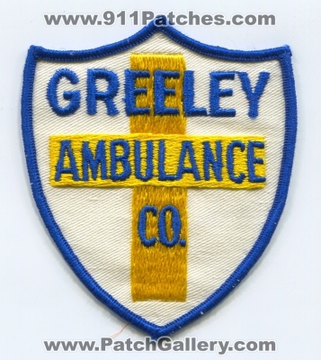 Greeley Ambulance Company Patch (Colorado) (Defunct)
[b]Scan From: Our Collection[/b]
Keywords: ems co.